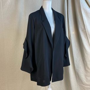 Alfani xl black open front ruffle sleeve blazer